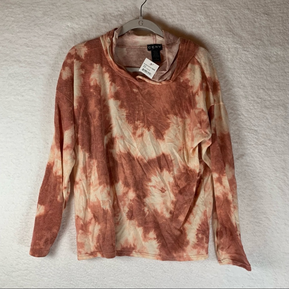 Ceny Womens Tie Dye Brushed‎ Fleece Long Sleeve Pullover Hoodie Size L 5121
